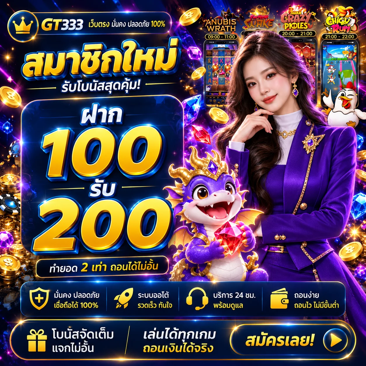 GT333 ทดลองเล่นเกม PG Soft พร้อมศึกษาตารางจ่าย